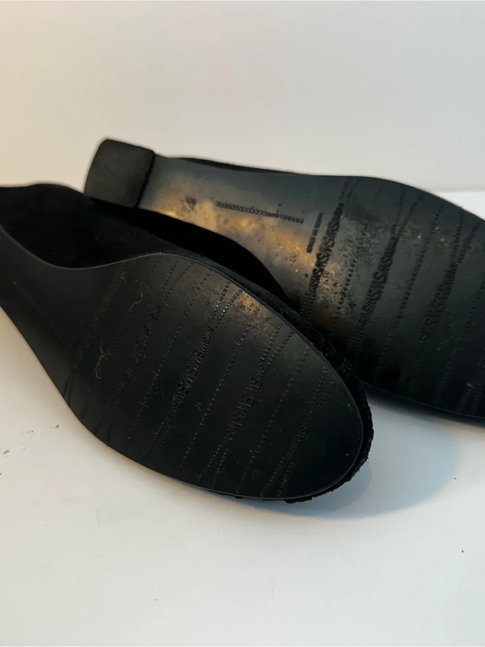 Stuart Weitzman Black Suede Women's Wedge with Silver Buckle - size 7.5 N